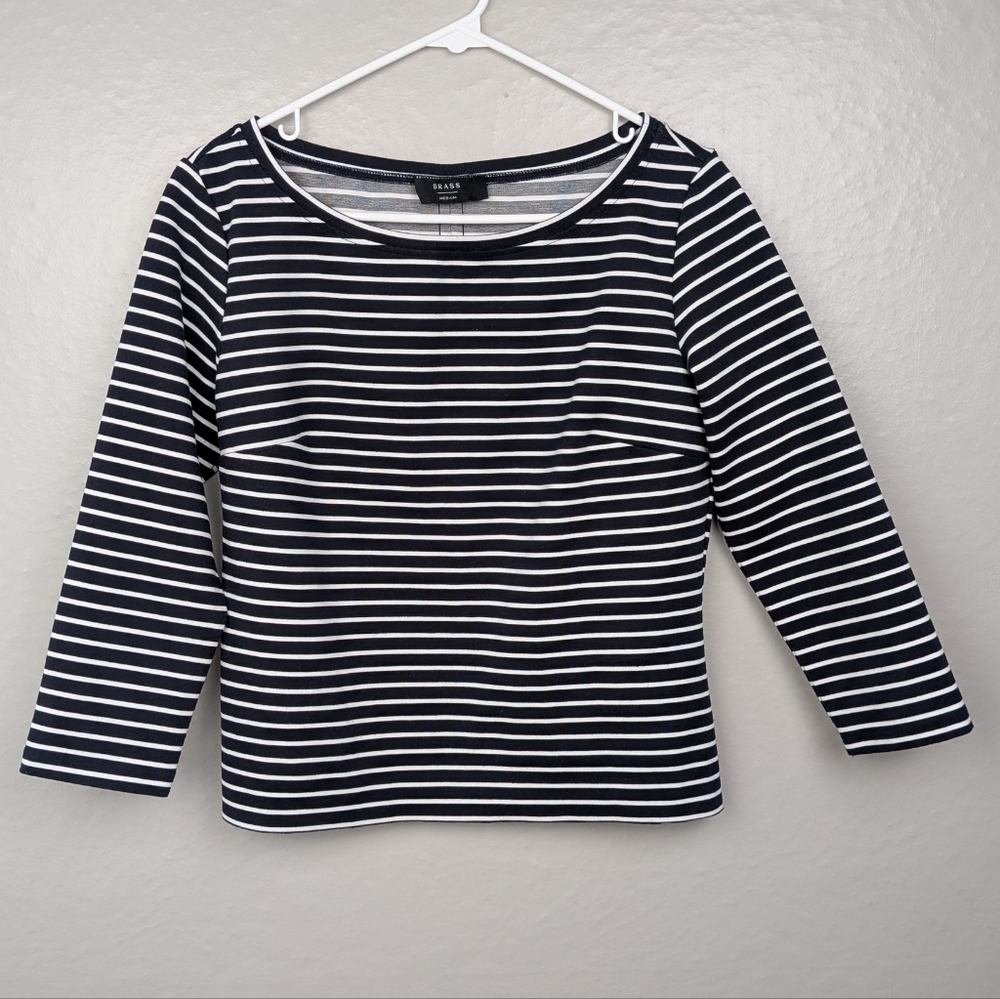 Brass Striped Long Sleeve Top M